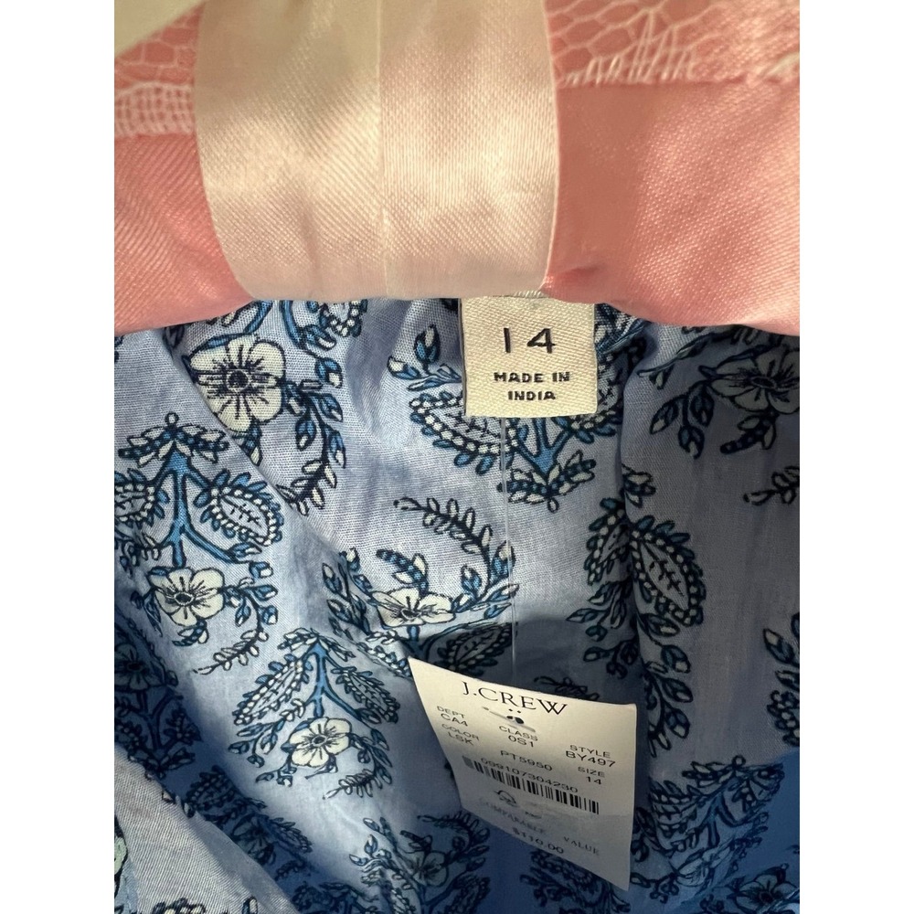 J.Crew Factory long sleeve blue paisley print shirt dress NWT size 14 - Picture 5 of 7